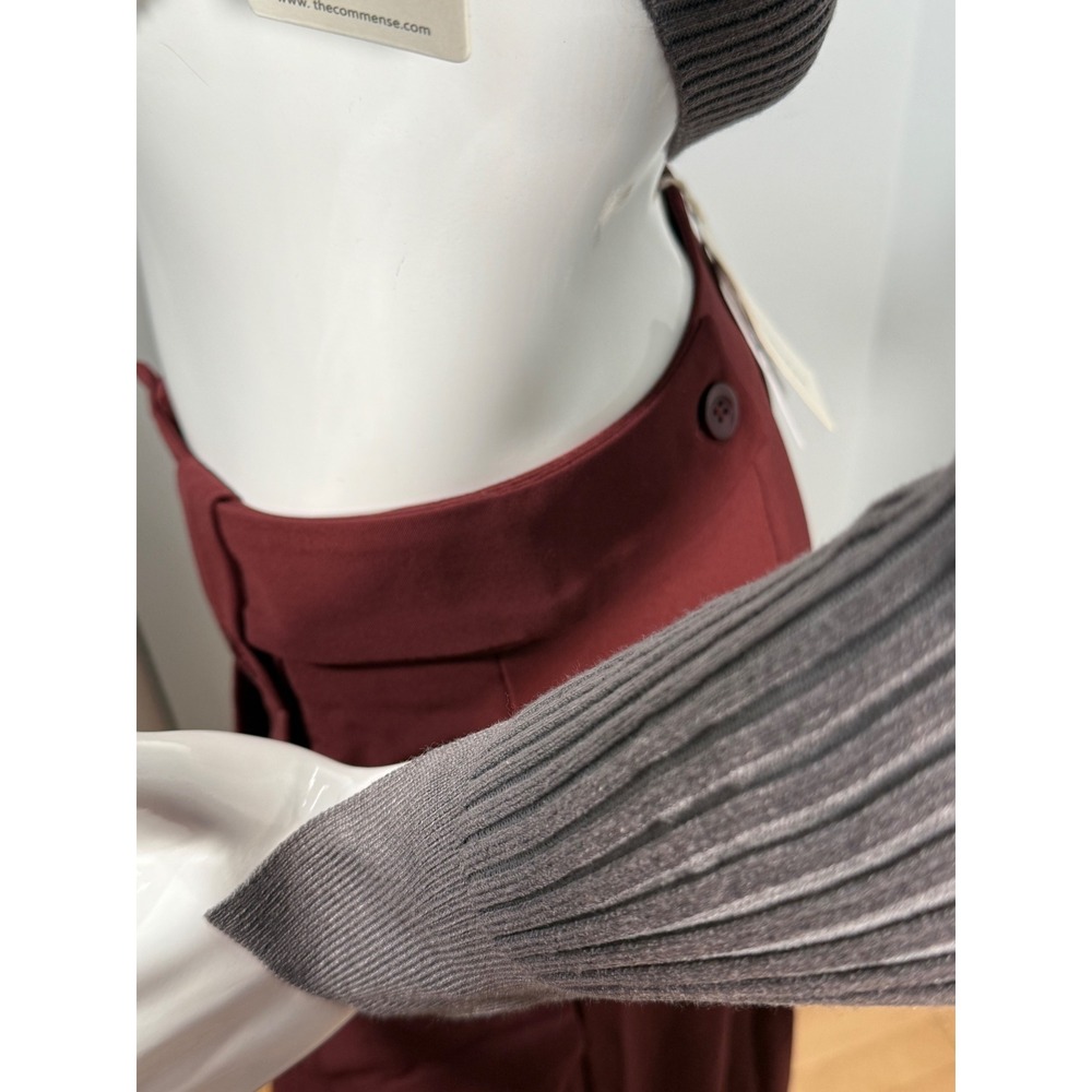 Commense Vintage Pleated Wide-Leg Pants Burgundy size M - Picture 13 of 14